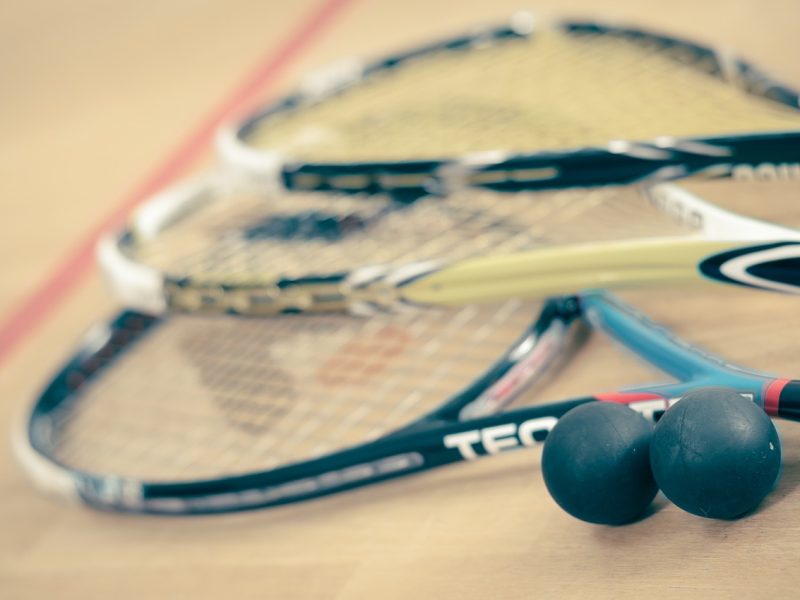Squash rackets and balls