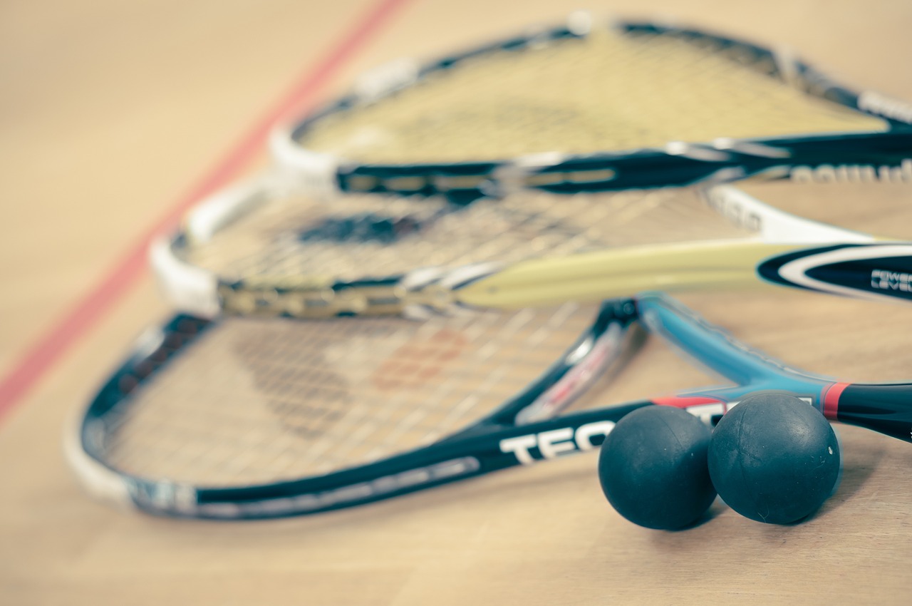 Squash rackets and balls